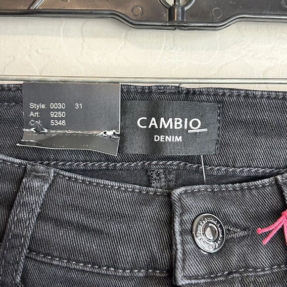 Cambio Jeans Womens 4 Black Flare paris easy kick feather Sequin hem NEW Denim - Picture 8 of 13